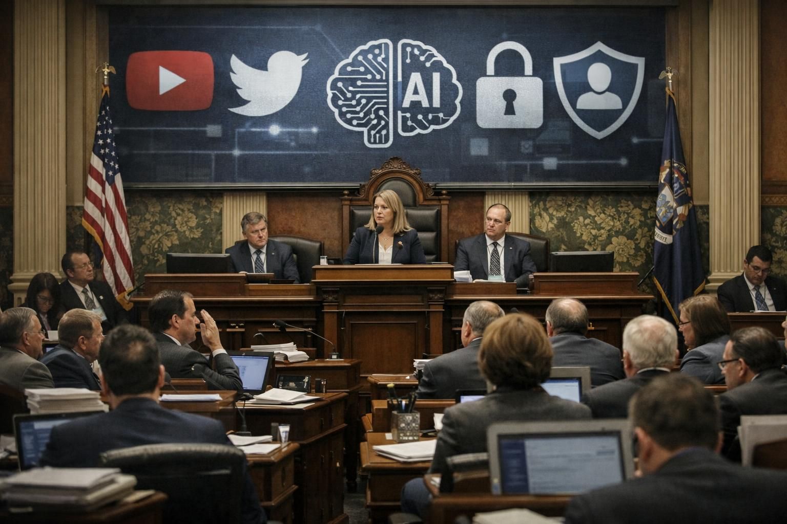 le sénat du michigan envisage des lois pour lutter contre l'ia prédatrice et l'addiction aux réseaux sociaux, visant à protéger les utilisateurs et promouvoir un usage responsable.