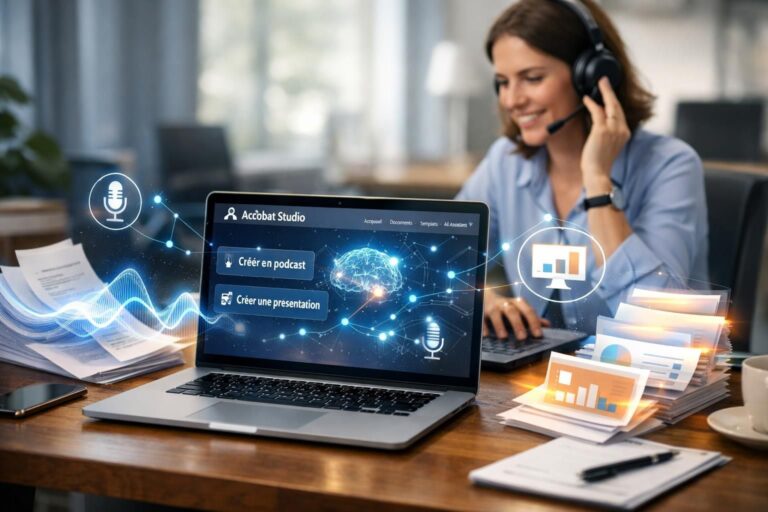 adobe acrobat studio dévoile ses nouvelles fonctionnalités ia révolutionnaires, transformant facilement vos documents en podcasts interactifs et présentations dynamiques pour une expérience multimédia enrichie.