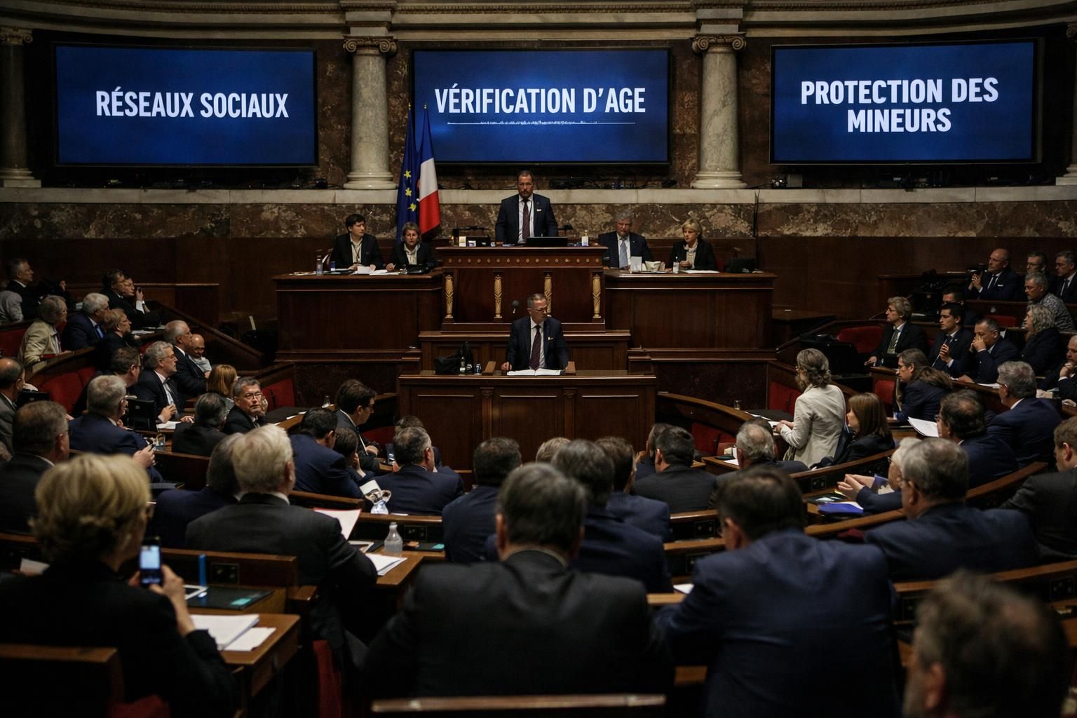 l’assemblée nationale française adopte en première lecture une loi visant à interdire l’accès aux réseaux sociaux aux moins de 15 ans pour protéger les jeunes utilisateurs.