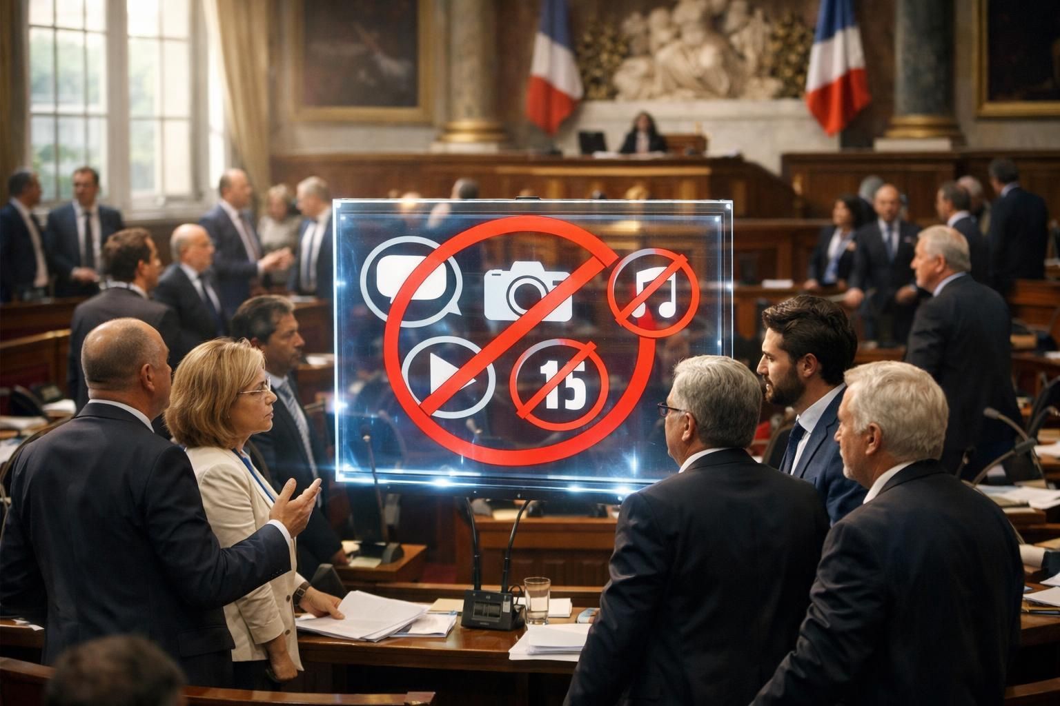 l’assemblée nationale française adopte en première lecture une loi visant à interdire l’accès aux réseaux sociaux aux moins de 15 ans pour protéger les jeunes utilisateurs.