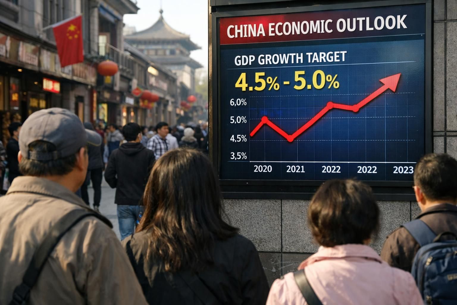 la chine prévoit une croissance économique de 4,5 % à 5 % en 2026, malgré un contexte de consommation intérieure faible, montrant sa détermination à stimuler son économie.