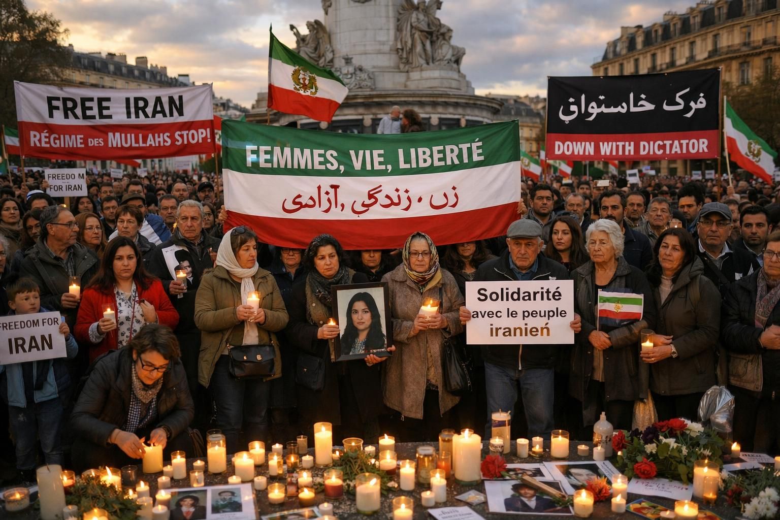 des manifestations de la diaspora iranienne ont lieu dans plus de 70 villes à travers le monde, exprimant leur solidarité et soutien aux causes en iran.