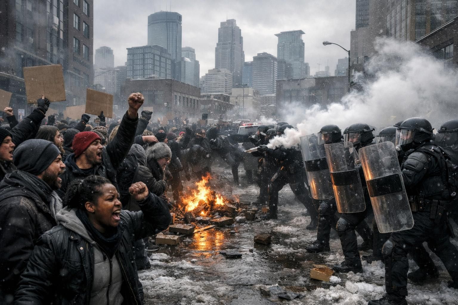 retour sur les manifestations et débordements survenus à minneapolis après la mort tragique d'une femme abattue par un agent de l'ice en janvier 2026, soulevant des questions sur la violence policière et les droits humains.