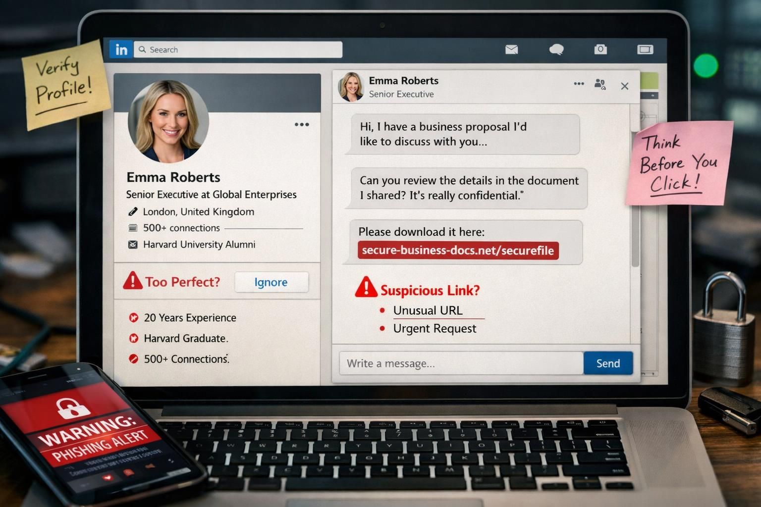 microsoft met en garde contre l'utilisation de faux comptes générés par l'ia sur linkedin, utilisés pour des attaques d'ingénierie sociale visant à tromper les utilisateurs et compromettre leurs informations.