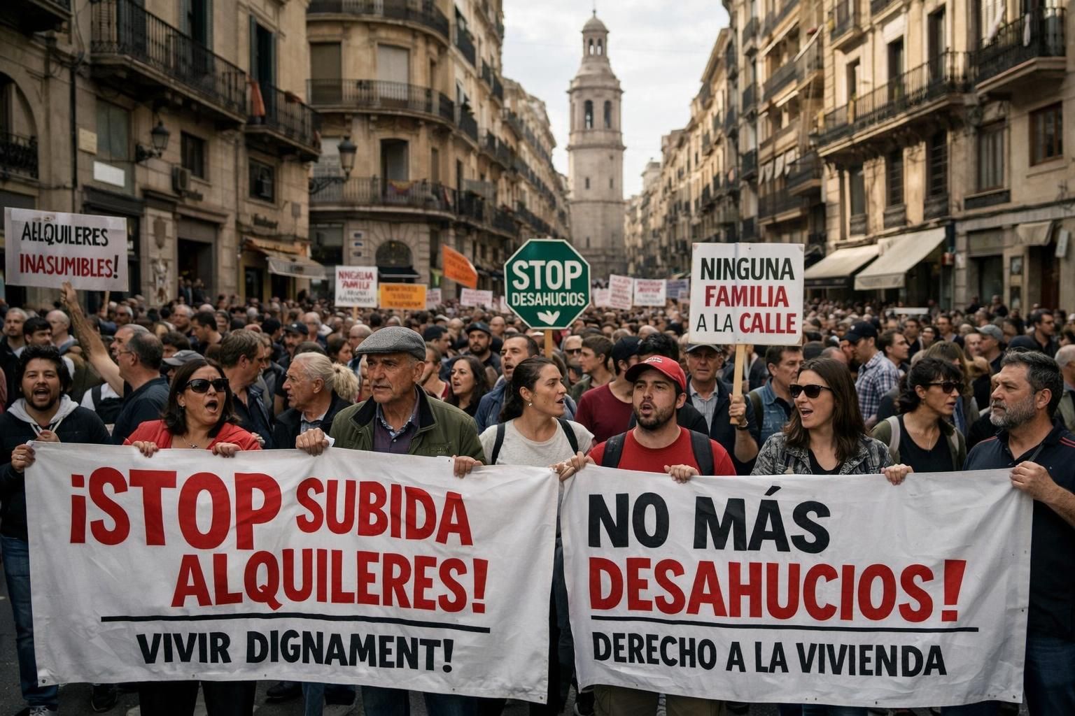 les manifestations contre la crise du logement s'amplifient dans les grandes villes d'espagne, reflétant un mécontentement croissant face aux difficultés d'accès au logement.