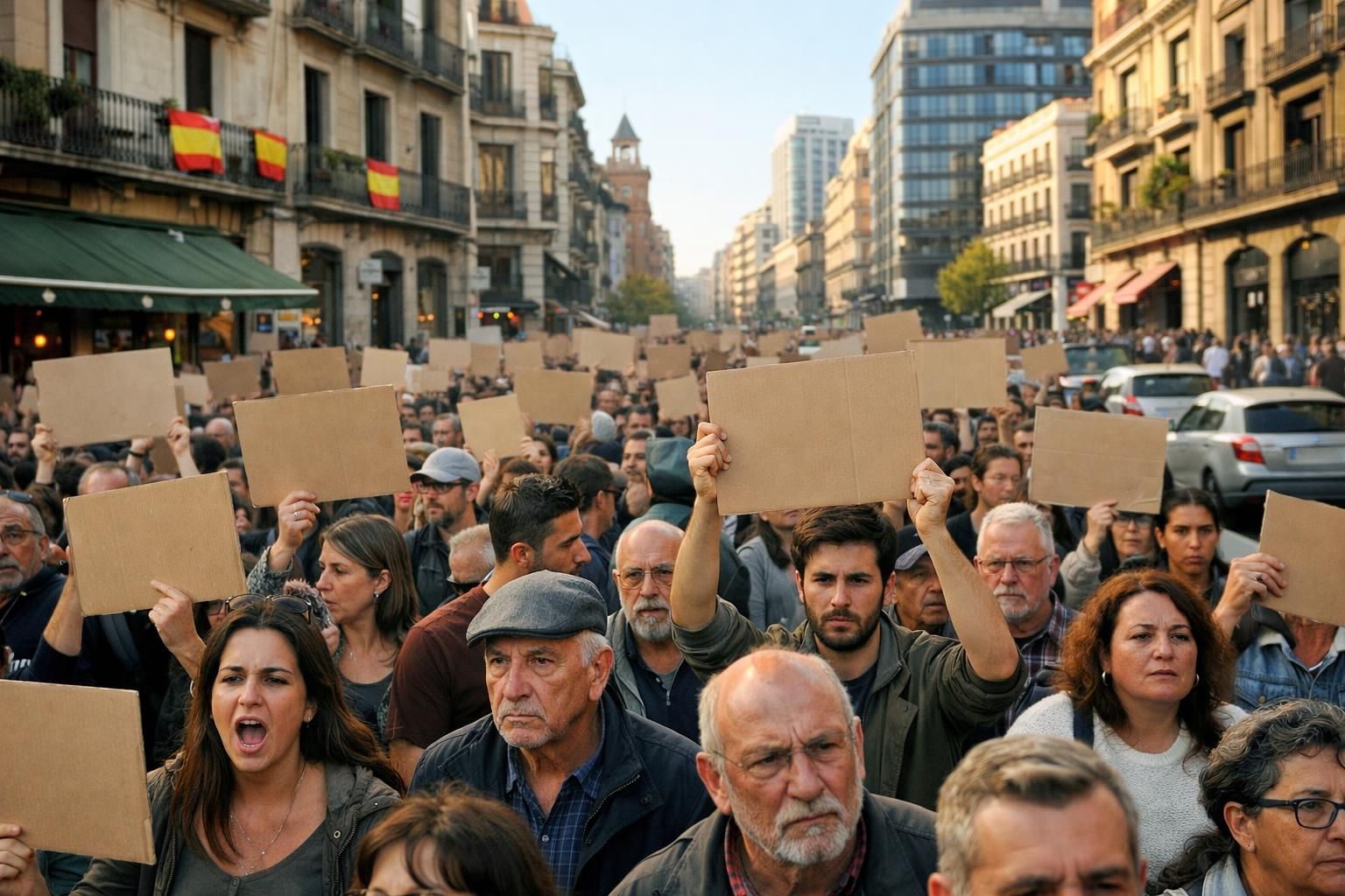 en espagne, les grandes villes voient une intensification des manifestations contre la crise du logement, soulignant les difficultés croissantes des citoyens face à la pénurie et à la hausse des prix.