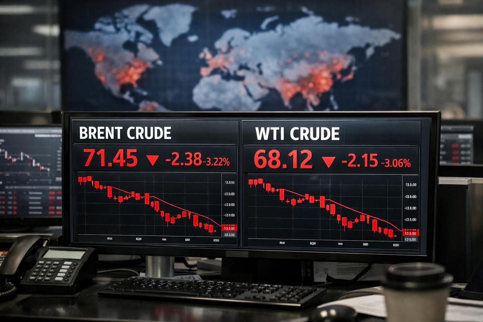 les prix du pétrole chutent en raison de préoccupations croissantes concernant la demande mondiale, impactant les marchés énergétiques et économiques.