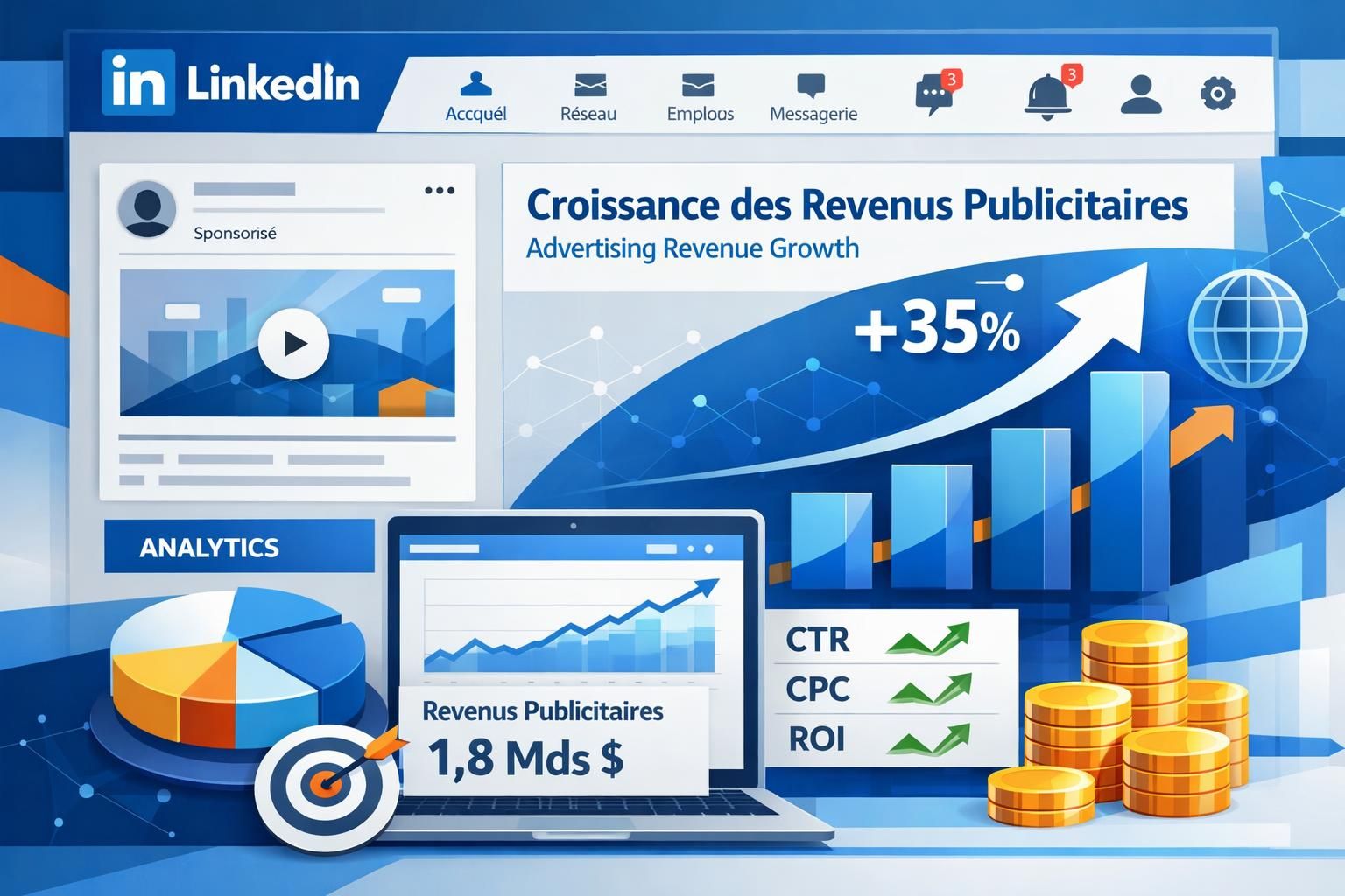 linkedin révèle une augmentation de 12 % de ses revenus publicitaires au premier trimestre 2026, soulignant une croissance solide et une demande accrue pour ses solutions marketing.