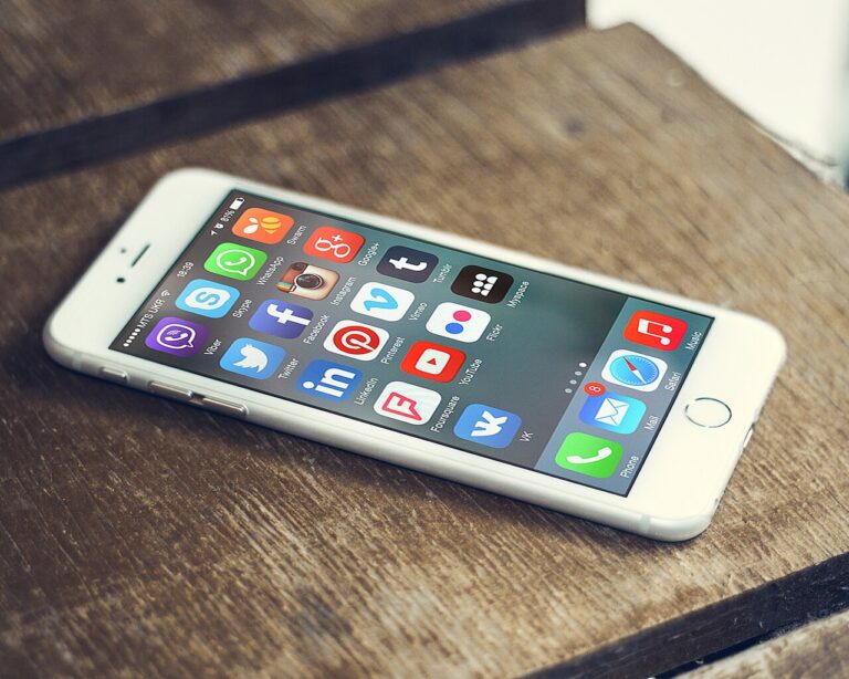 Smartphone affichant un écran d'icônes d'applications de réseaux sociaux