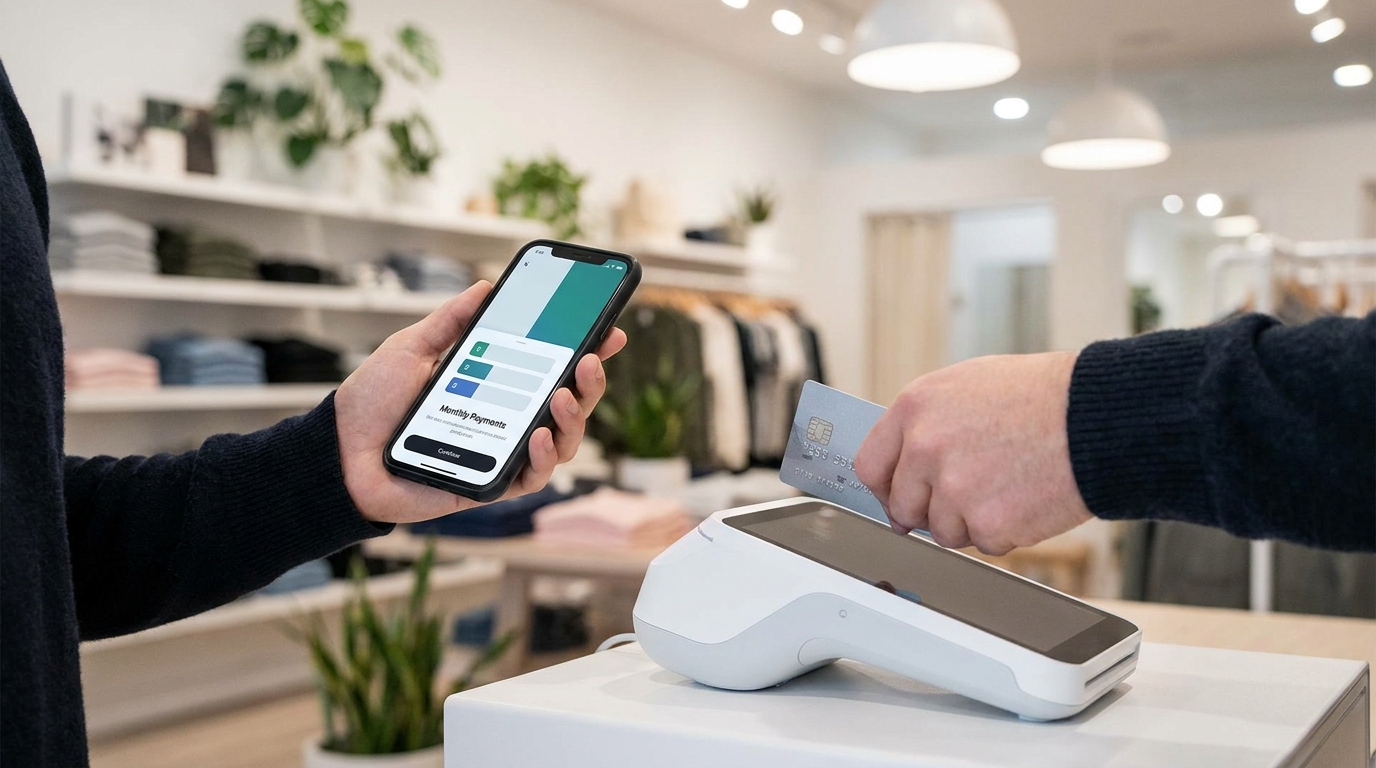 Achat réglé en plusieurs fois via une carte et un smartphone